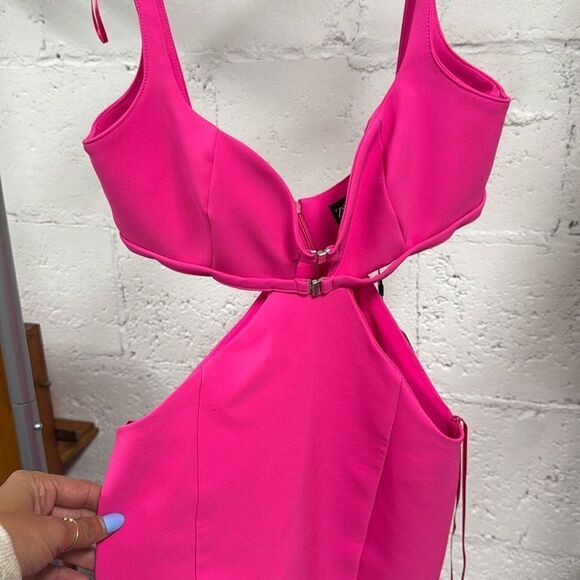 Hot Pink Zara Cut Out Dress - Size Small - BRNAD NEW - NWT - Picture 4 of 5